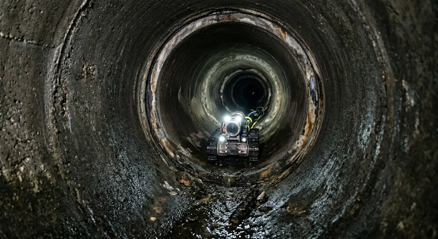Robotic sewer camera inspecting pipe interior for Drain Snake Service in Palmview